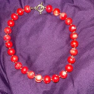 Red natural stone necklace